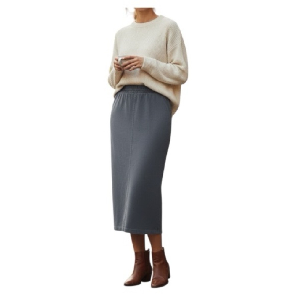 Zara Stretchy Gray Pull On TShirt Midi Skirt - Size Large